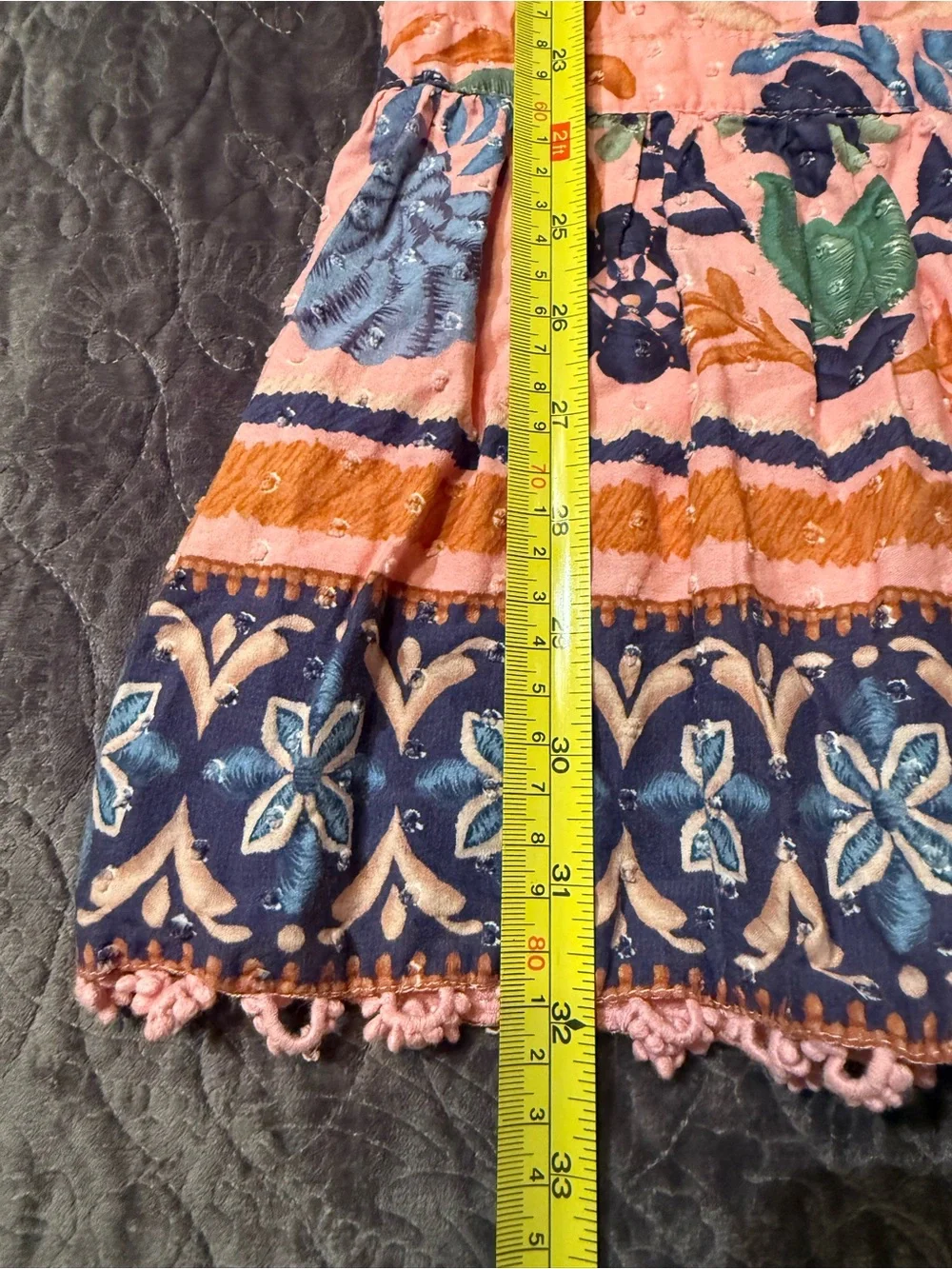Farm Rio Pink & Blue Swiss Dot Floral Puff-Sleeve Dress